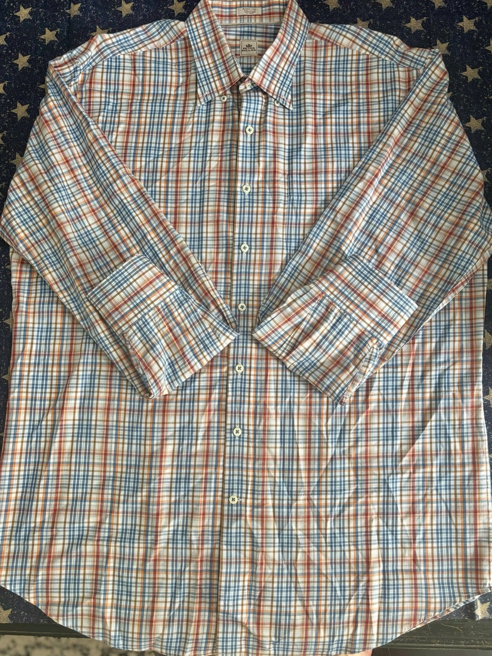 TAKING OFFERS! Peter Millar Plaid Button-Down Shirt in Blue, Brown, Orange, XL/T - Picture 2 of 3